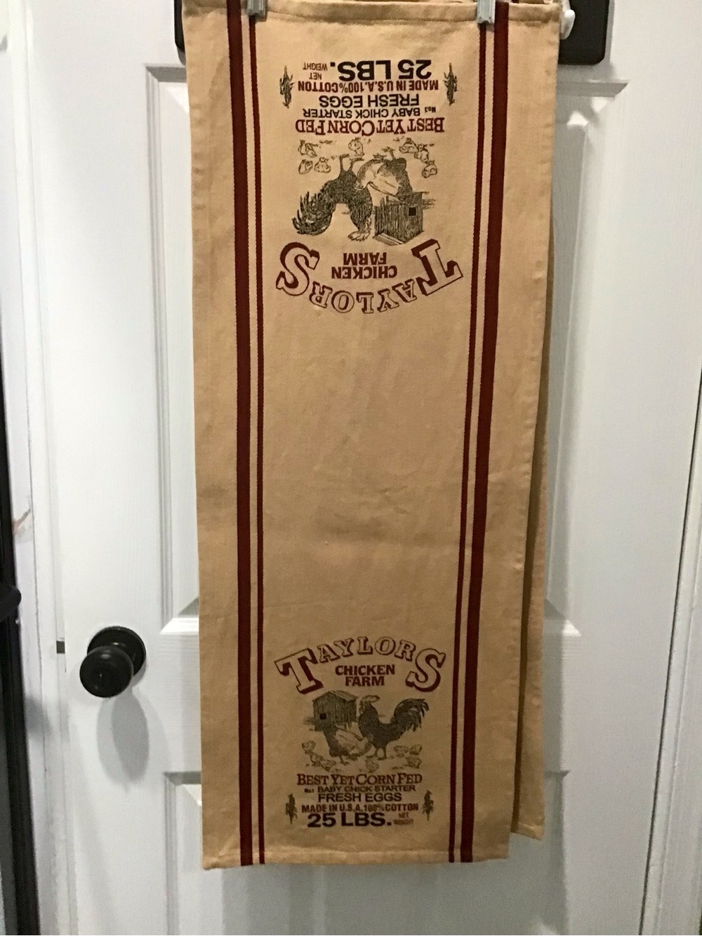 Taylor Chicken Farm Table runners in Tan with Red Stripes